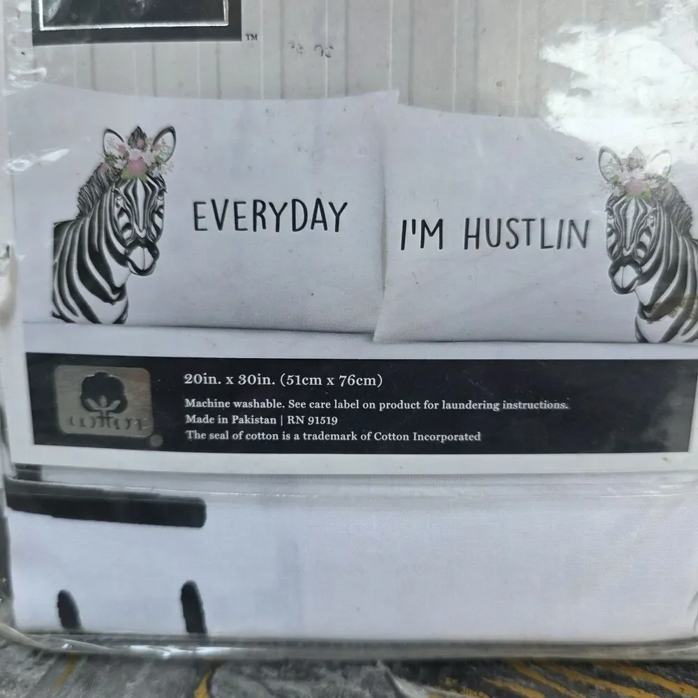 Every day i'm hustlin Zebra Pillowcases (2) Standard Cases  Art Urban Domain